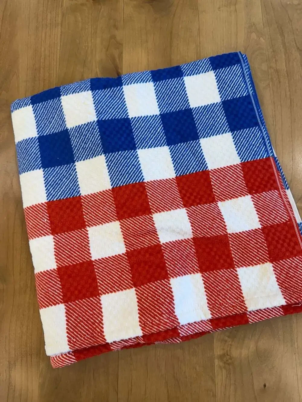 Room Essentials Extra Long Gingham Beach Towel Red and Blue New